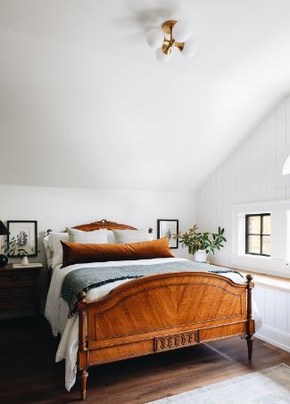 Hudson Valley Lighting Astoria 4 Light Installed on Ceiling of Bedroom