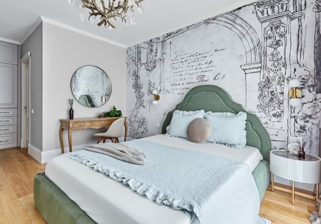 Hudson Valley Lighting Astoria 2 Light Wall Light installed next to bed