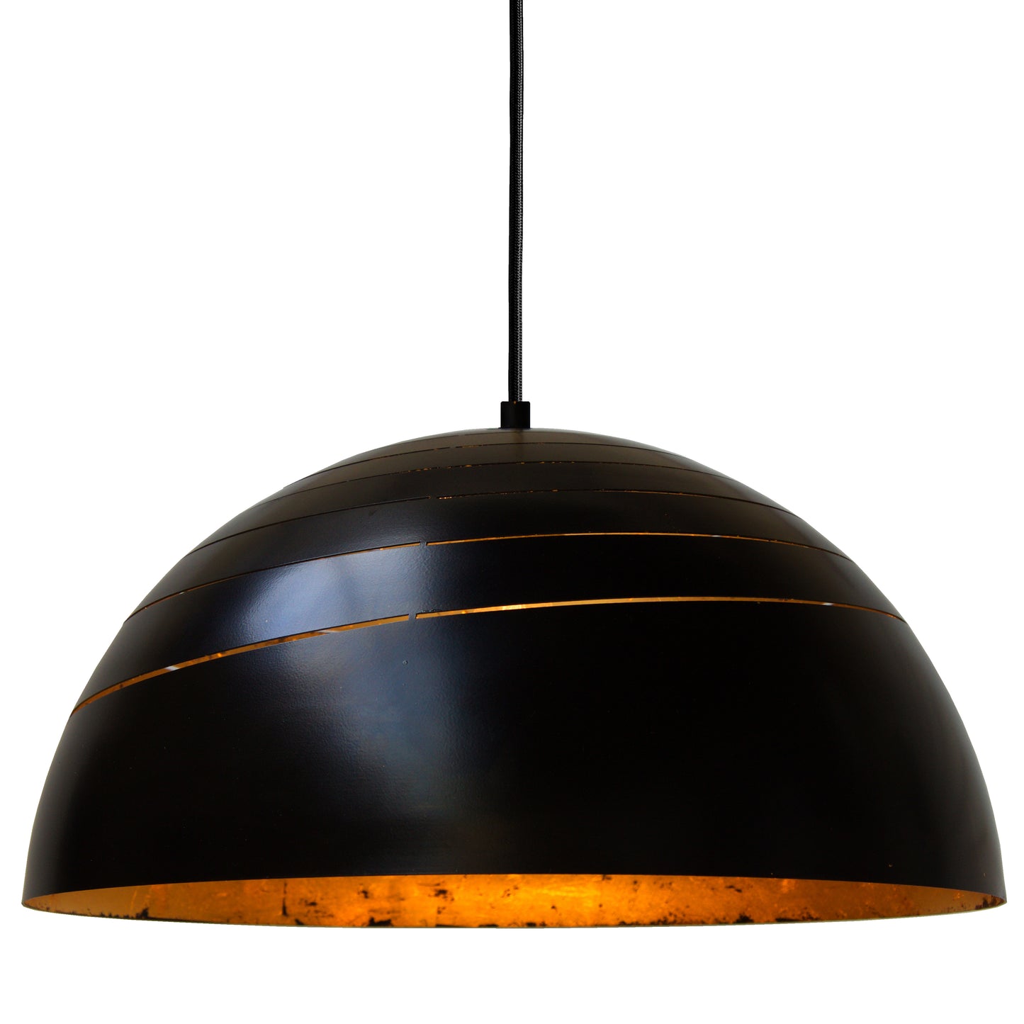 Midas Black Dome Gold Leaf Pendant Light