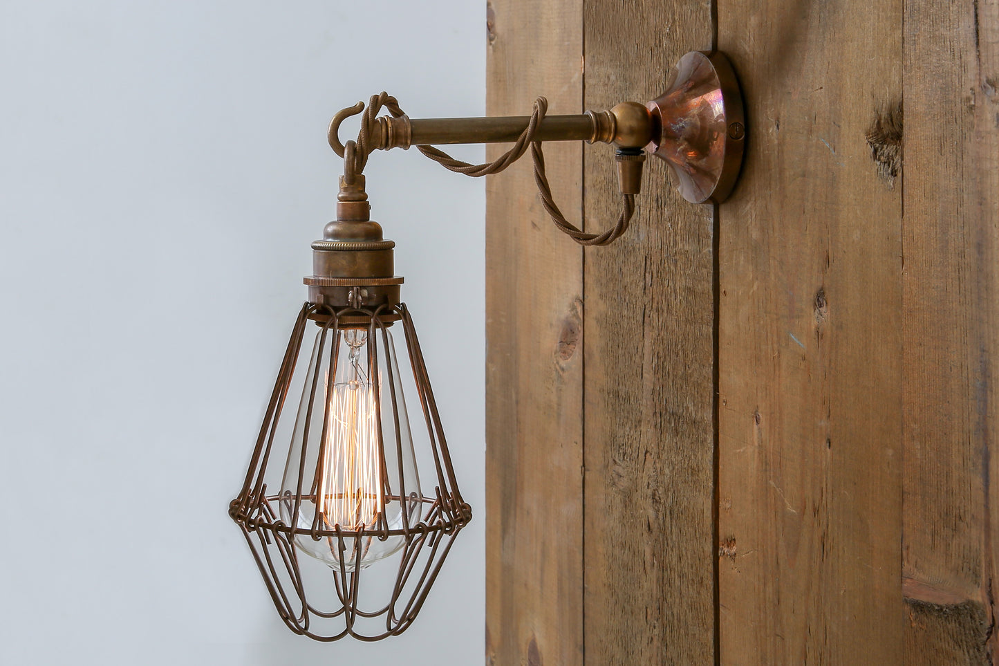 Edom Industrial Cage Wall Light on Hook