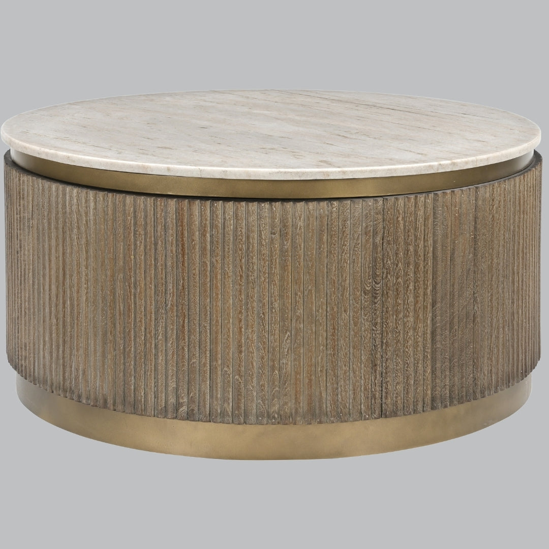 Milo Wood & Marble Round Coffee Table
