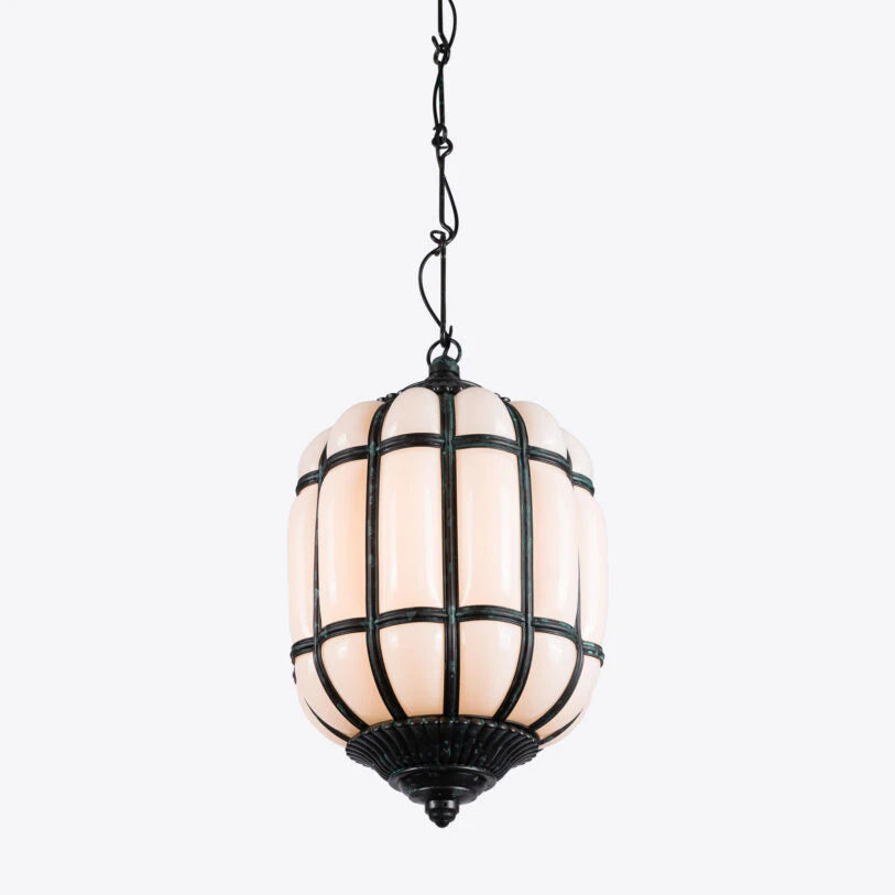 Battersea Opaline and Brass Lantern