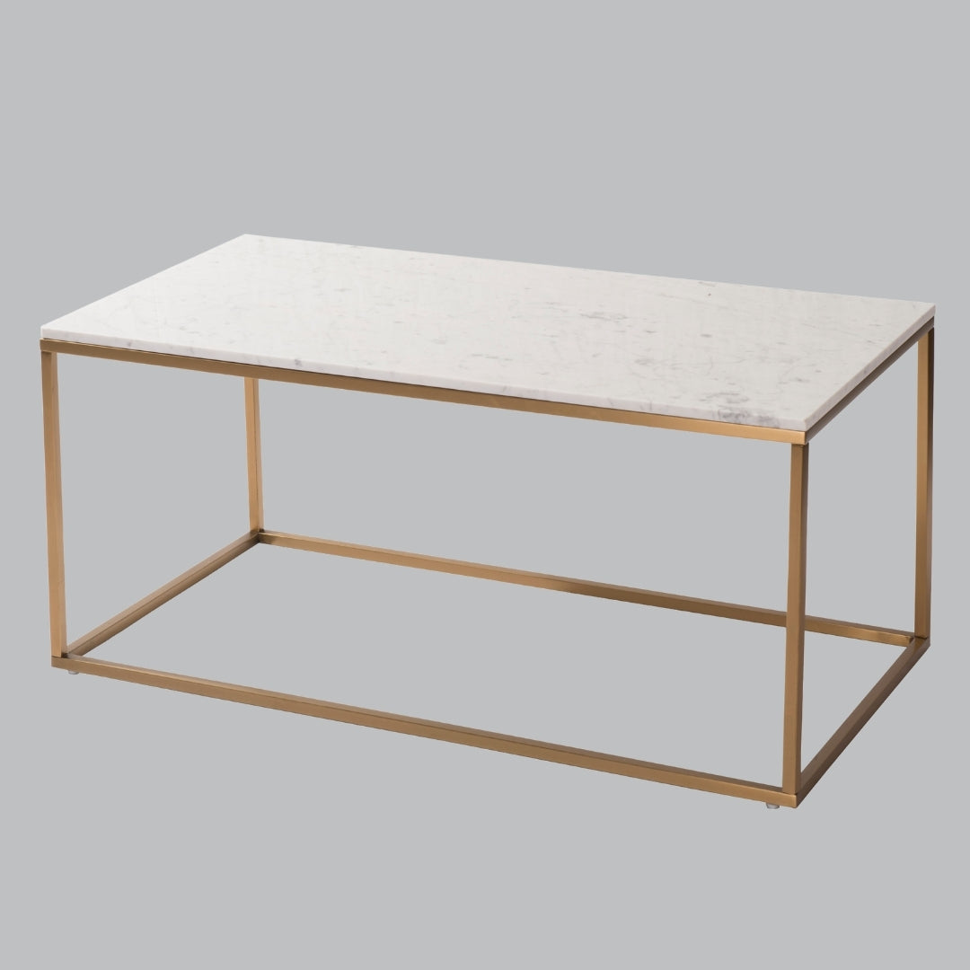 Yarrow Gold & White Marble Coffee Table