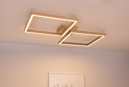 Ramme Flush Square Wooden Ceiling Light