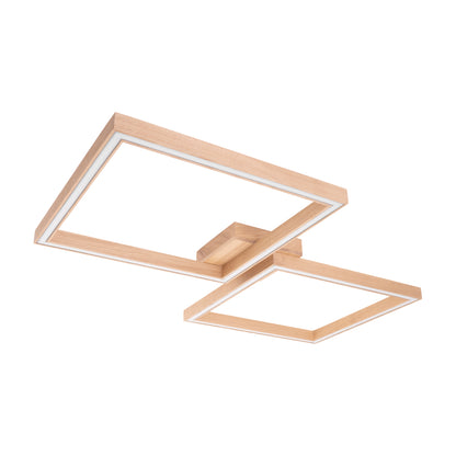 Ramme Flush Square Wooden Ceiling Light