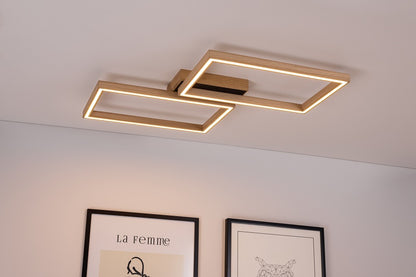 Ramme Flush Rectangular Wooden Ceiling Light