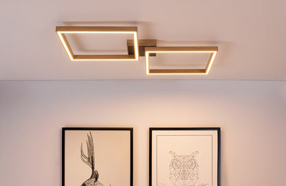 Ramme Flush Square Wooden Ceiling Light