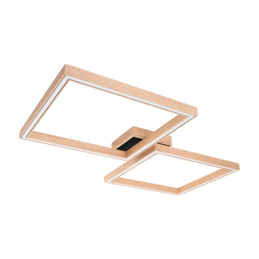 Ramme Flush Square Wooden Ceiling Light