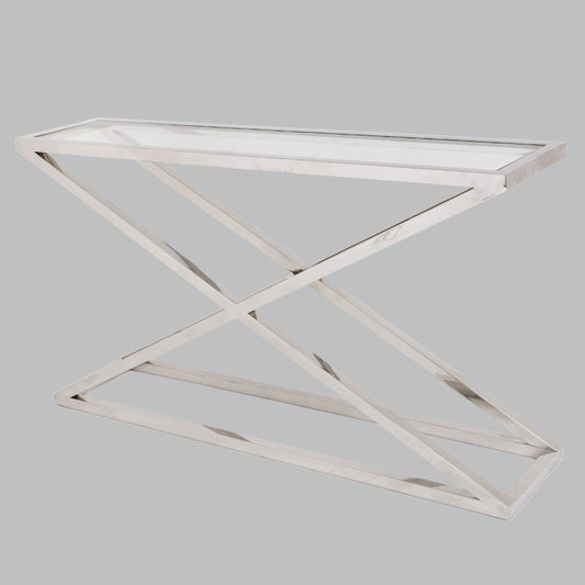 Apollo Polished Nickel & Glass Console Table