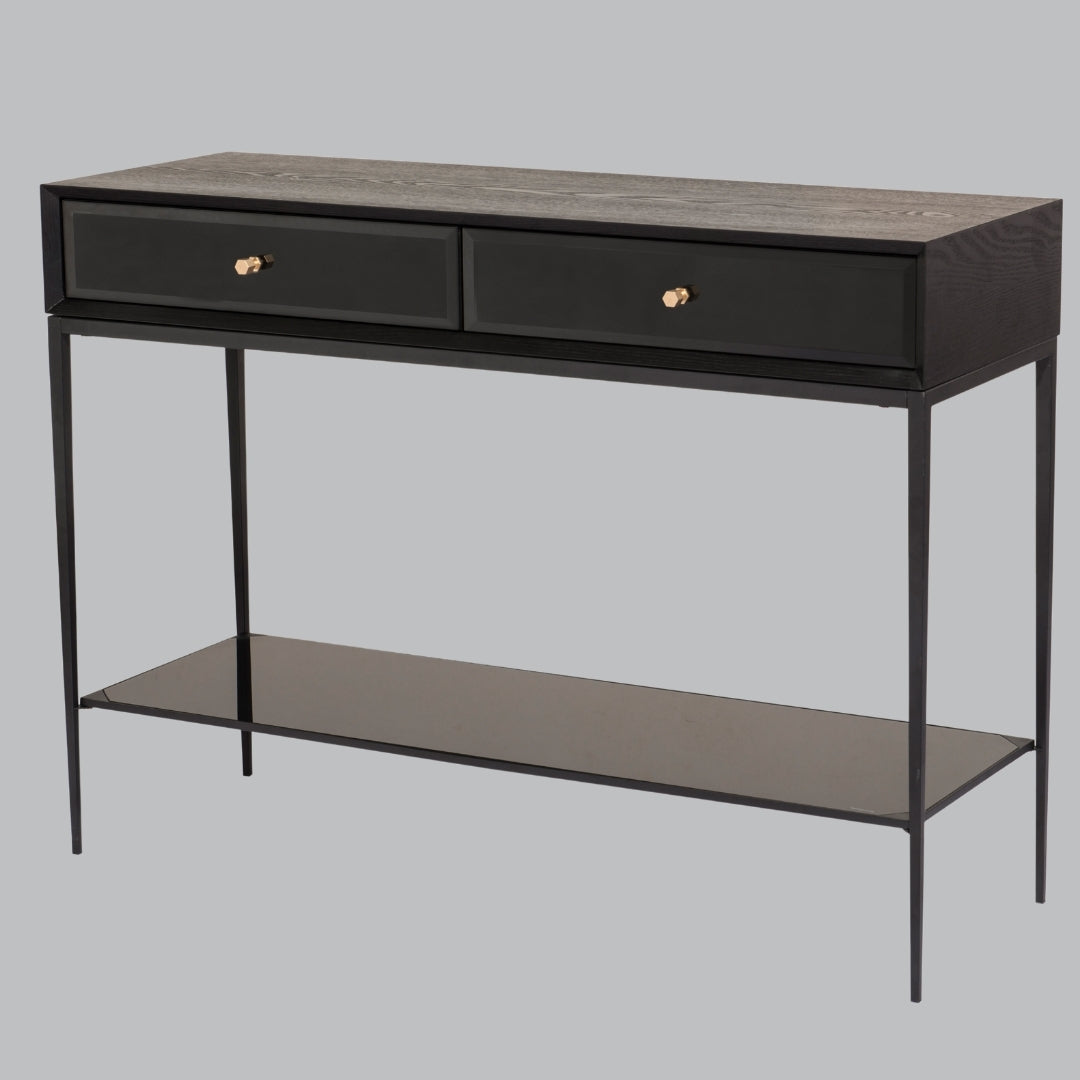 Dane Antique Brass & Matte Black Console Table