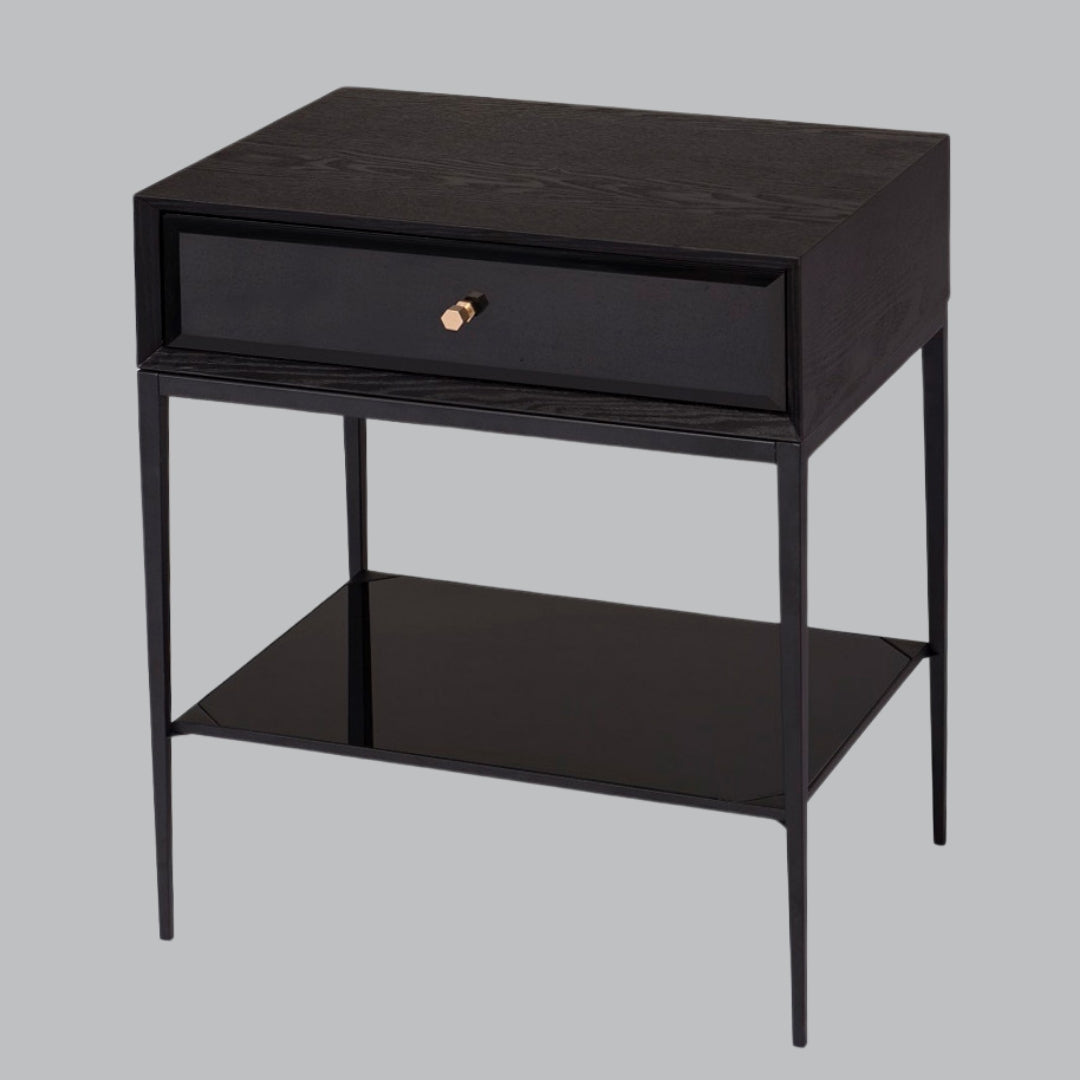 Dane Antique Brass & Matte Black Side Table