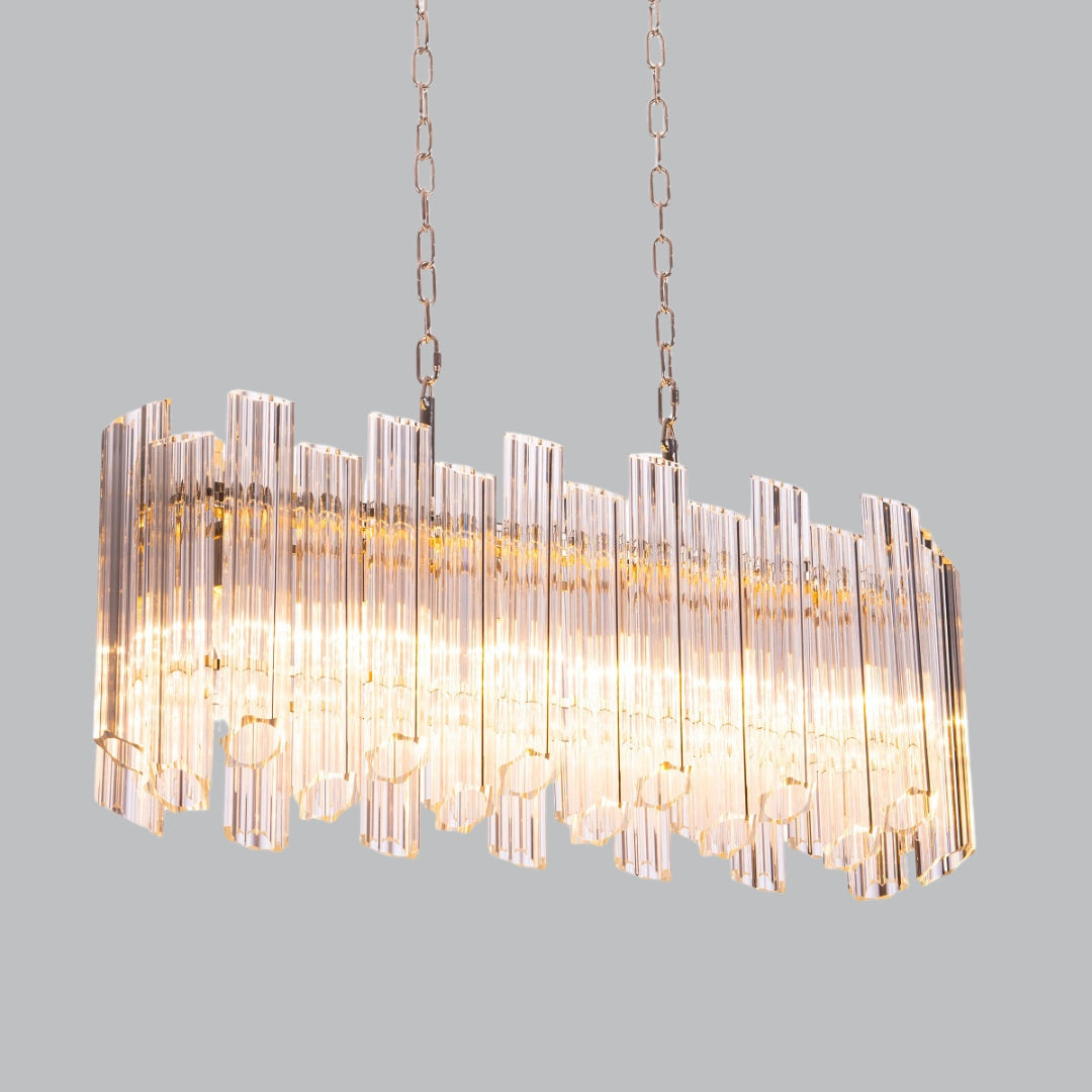 Keira Polished Nickel Long Chandelier