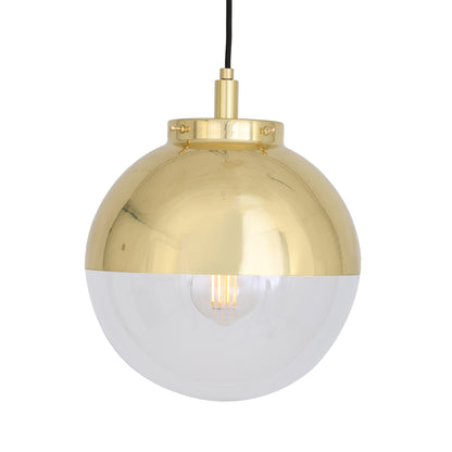 Mica Brass / Glass Dome Pendant Light IP44