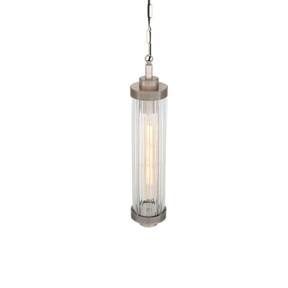 Louise Vintage Rippled Glass and Brass Bathroom Pendant IP44