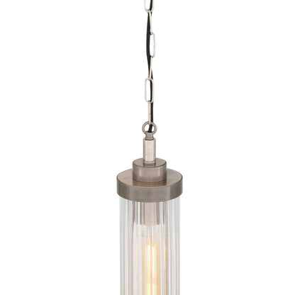 Louise Vintage Rippled Glass and Brass Bathroom Pendant IP44