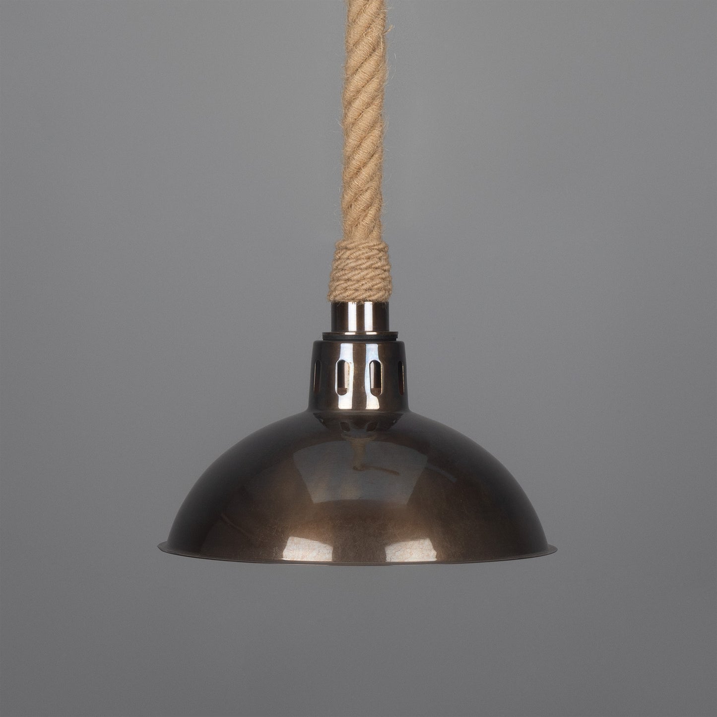 Tahiti Jute Rope Pendant Light with Vintage Brass Shade 30cm IP65