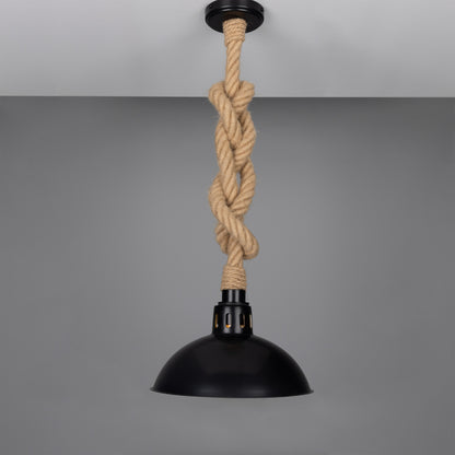 Tahiti Jute Rope Pendant Light with Vintage Brass Shade 30cm IP65