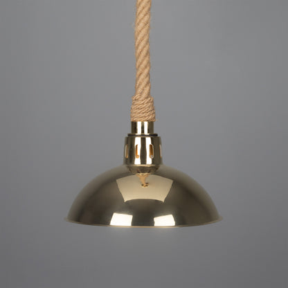 Tahiti Jute Rope Pendant Light with Vintage Brass Shade 30cm IP65