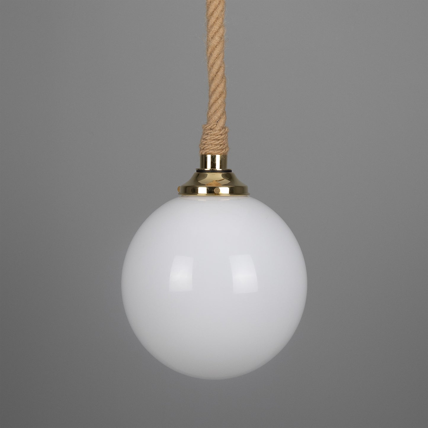 Azores Jute Rope Pendant Light with Opal Glass Globe 30cm IP44