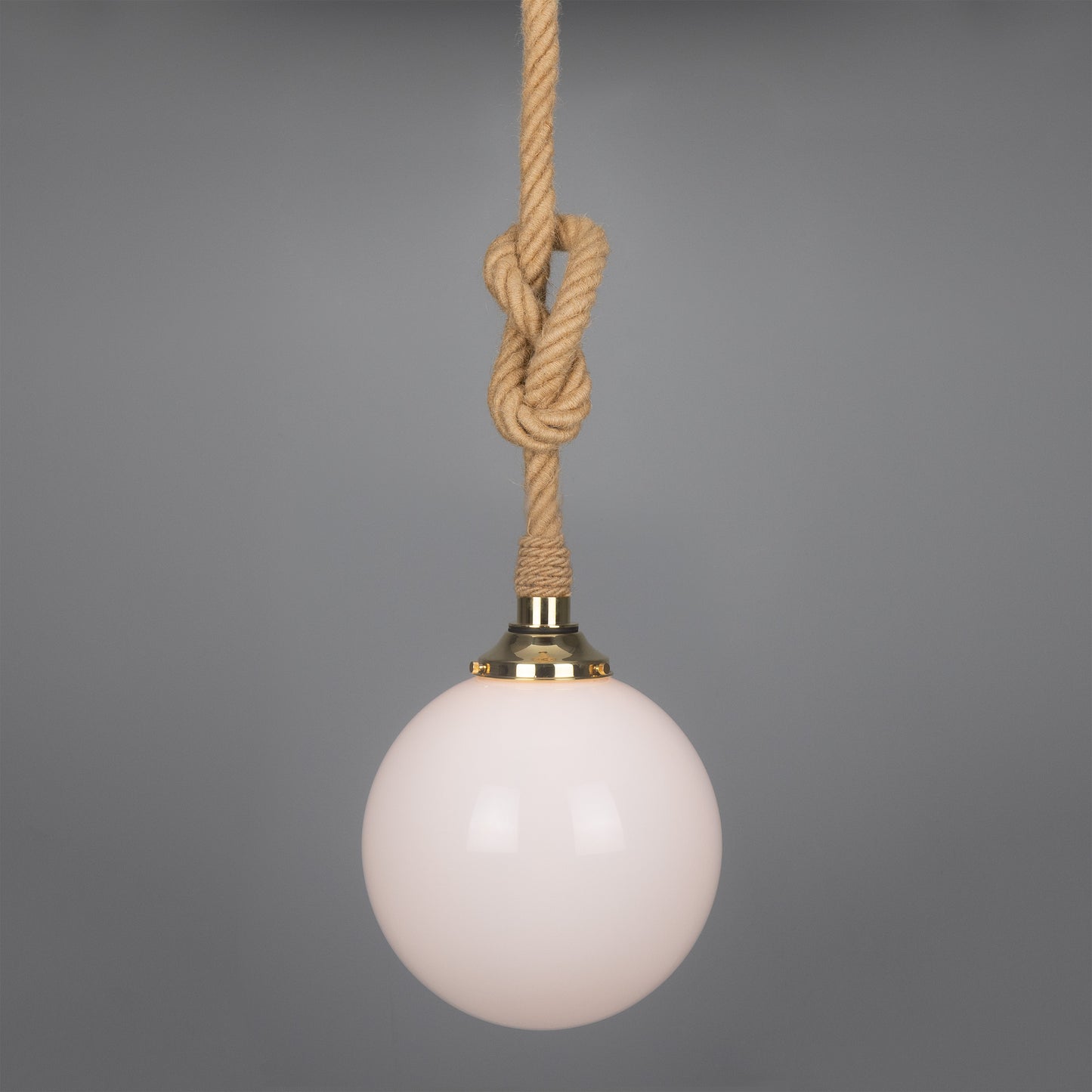 Azores Jute Rope Pendant Light with Opal Glass Globe 30cm IP44