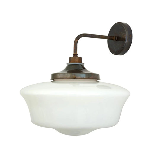 Mullan Lighting Anath Schoolhouse Bathroom Wall Light IP44 Antique Brass