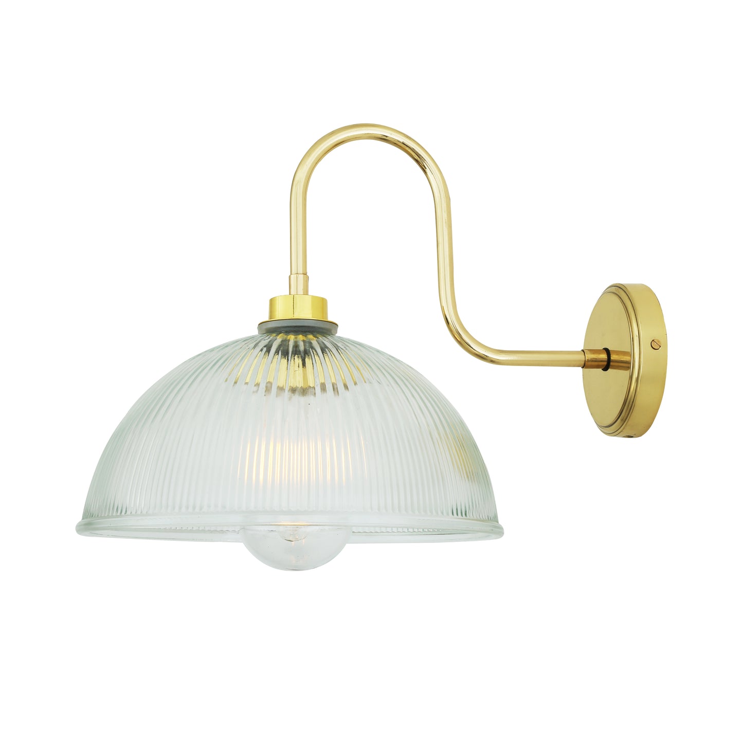 Maris Prismatic Glass Swan Neck Wall Light IP65