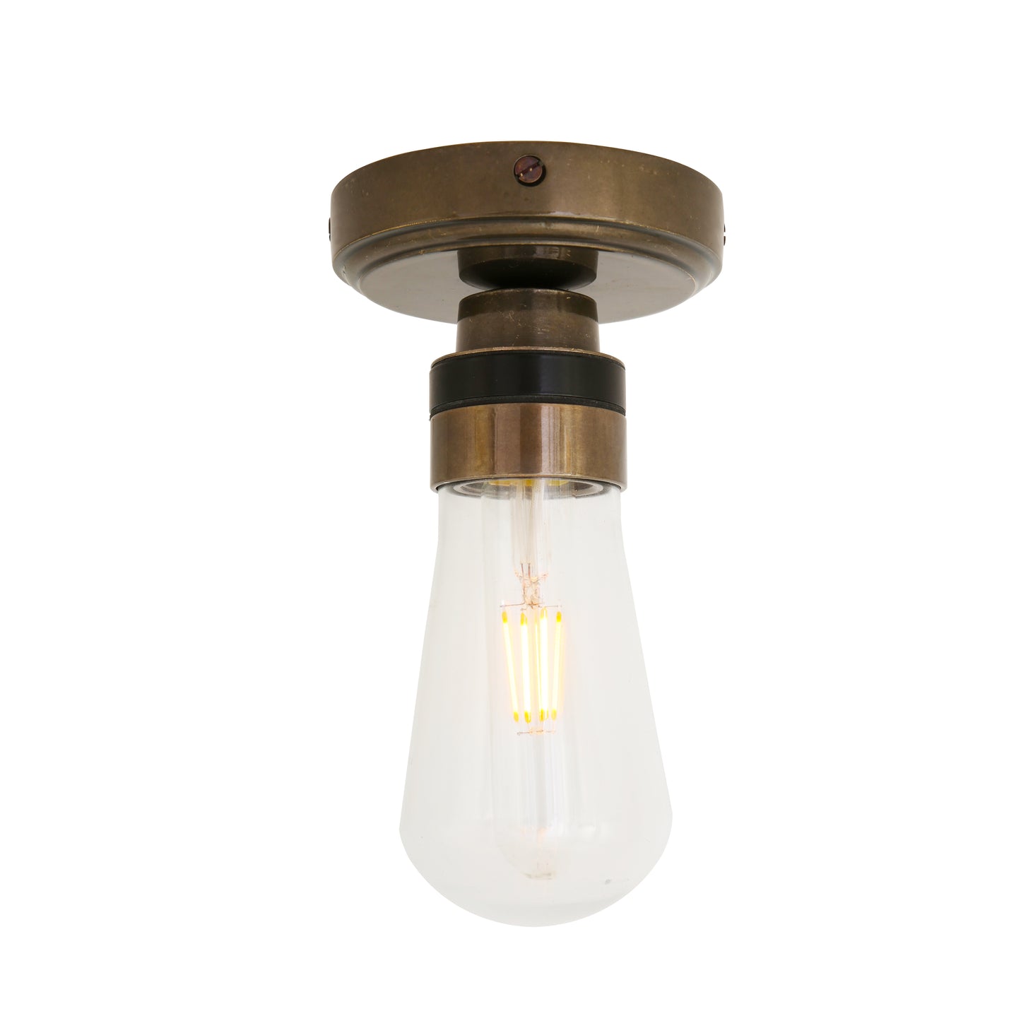 Kura Brass and Glass Ceiling Light IP65