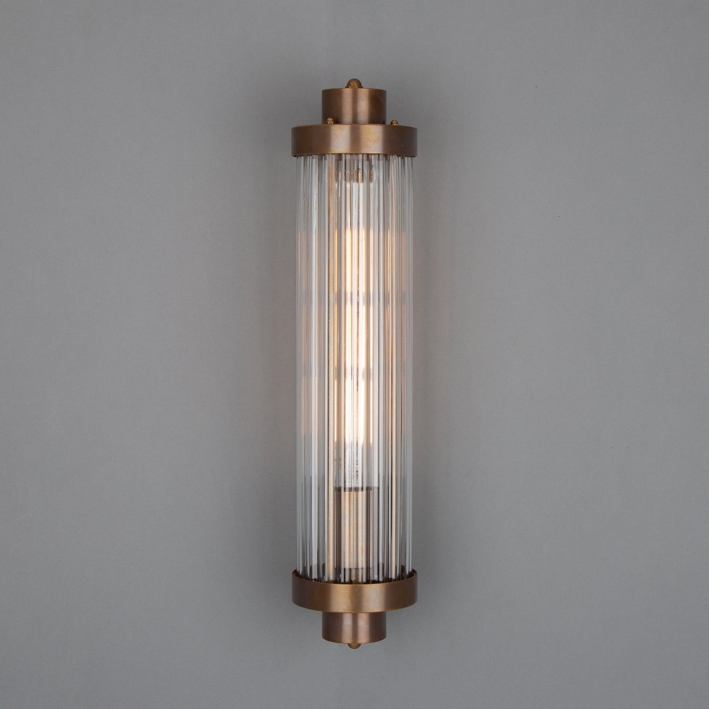 Louise Vintage Rippled Glass and Brass Bathroom Wall Light IP44