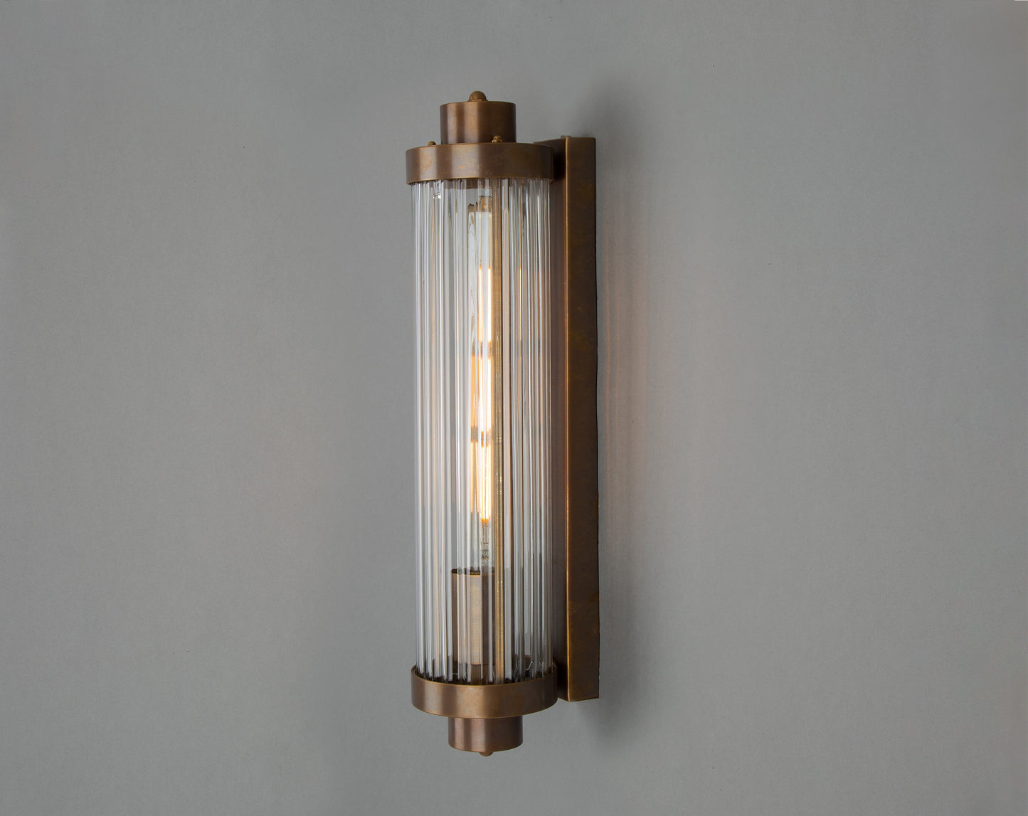 Louise Vintage Rippled Glass and Brass Bathroom Wall Light IP44