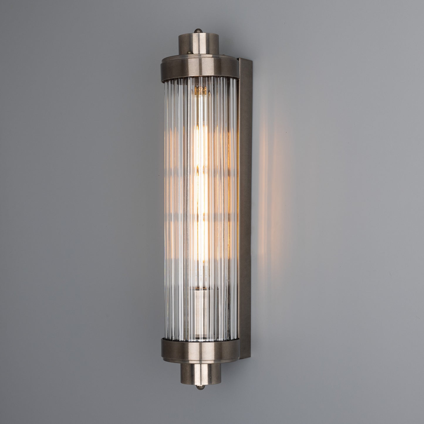 Louise Vintage Rippled Glass and Brass Bathroom Wall Light IP44