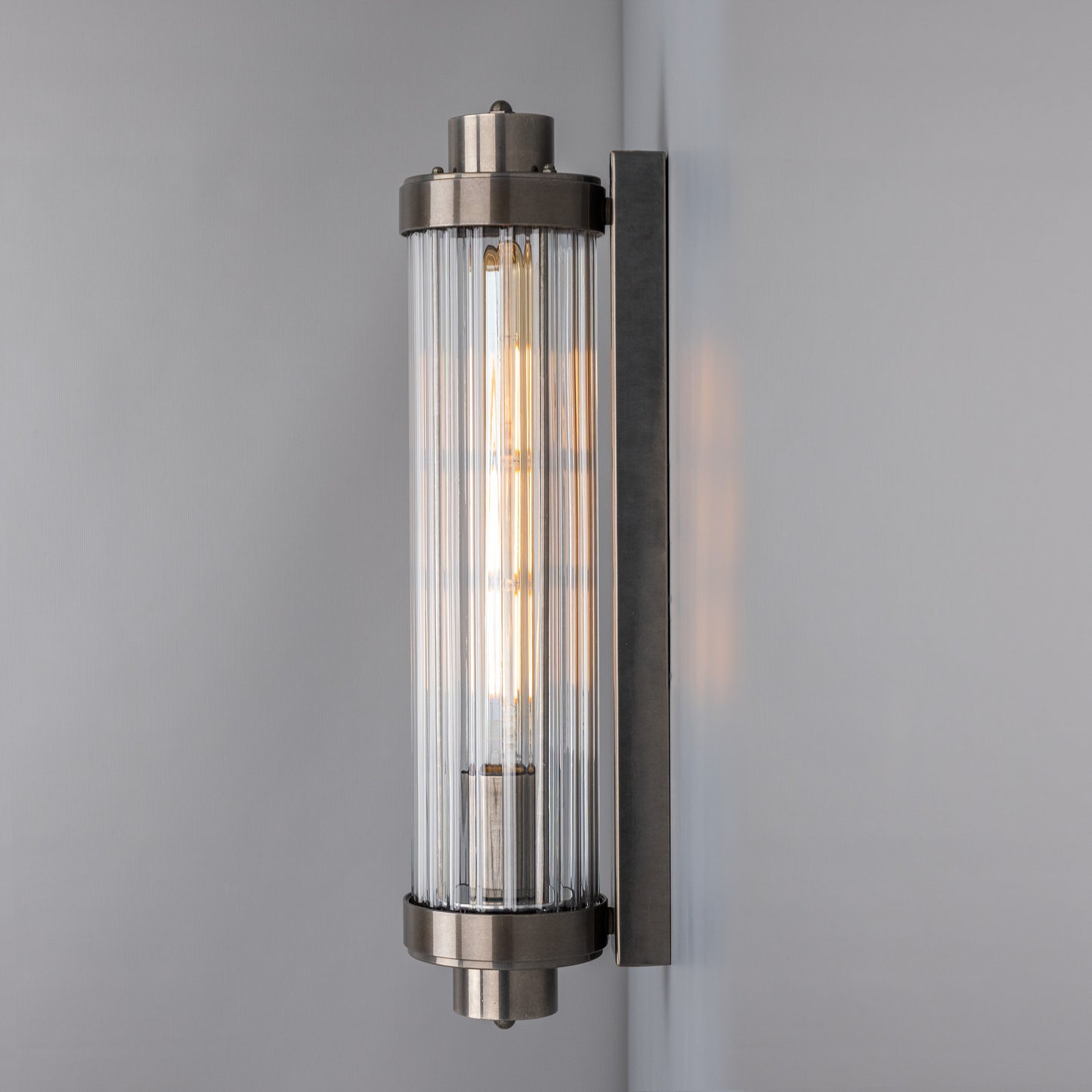 Louise Vintage Rippled Glass and Brass Bathroom Wall Light IP44