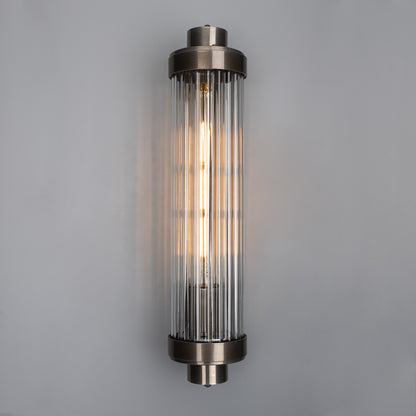 Louise Vintage Rippled Glass and Brass Bathroom Wall Light IP44