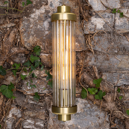 Louise Vintage Rippled Glass and Brass Bathroom Wall Light IP44