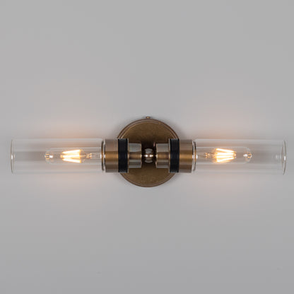 Severn Double Tube Glass Bathroom Wall Light IP65