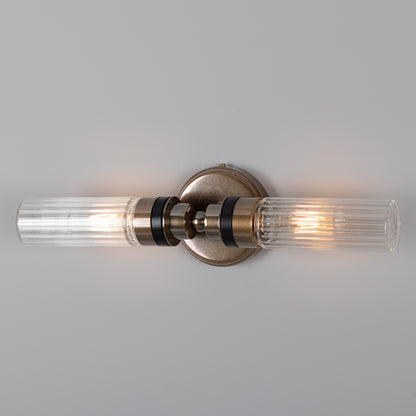 Severn Double Tube Glass Bathroom Wall Light IP65