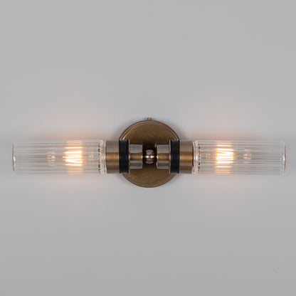 Severn Double Tube Glass Bathroom Wall Light IP65