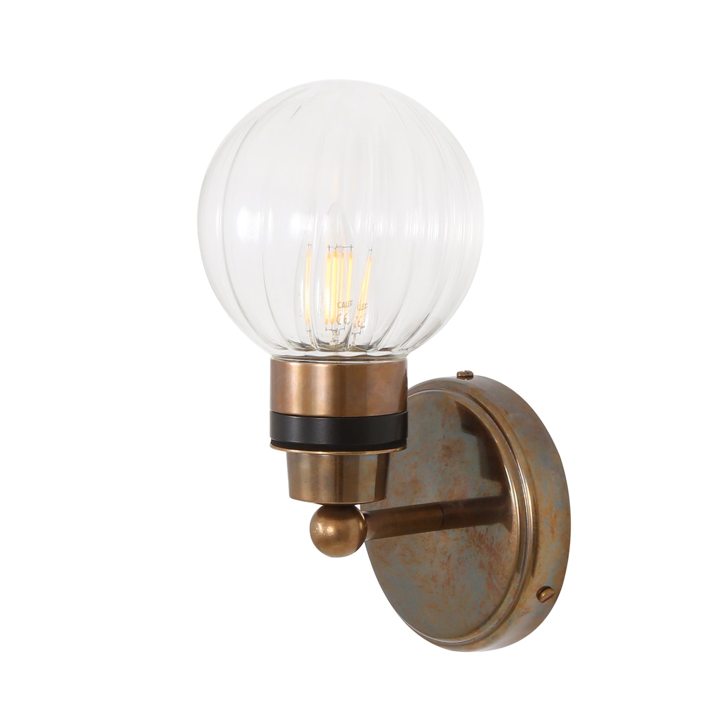 Shannon Small Glass Globe Bathroom Wall Light IP65