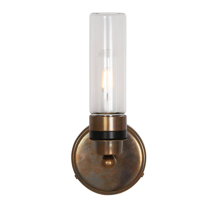 Firth Tube Glass and Brass Bathroom Wall Light IP65