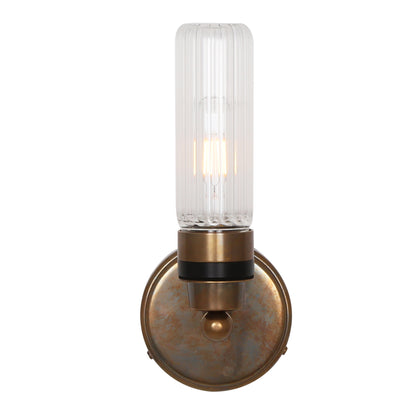 Firth Tube Glass and Brass Bathroom Wall Light IP65