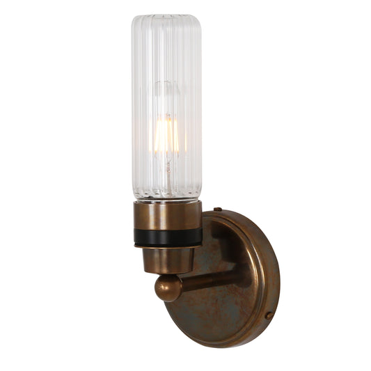 Firth Tube Glass and Brass Bathroom Wall Light IP65