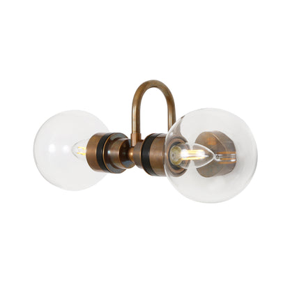 Ness Double Glass Globe Bathroom Wall Light with Swan Neck IP65