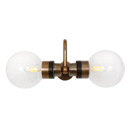 Ness Double Glass Globe Bathroom Wall Light with Swan Neck IP65