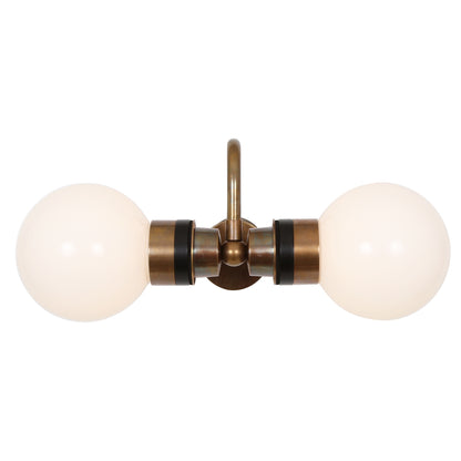 Ness Double Glass Globe Bathroom Wall Light with Swan Neck IP65