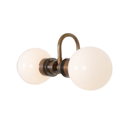 Ness Double Glass Globe Bathroom Wall Light with Swan Neck IP65