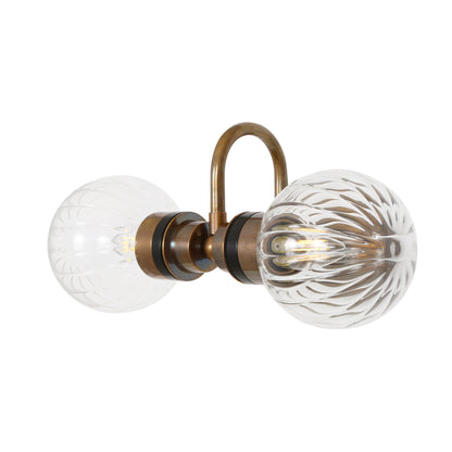 Ness Double Glass Globe Bathroom Wall Light with Swan Neck IP65