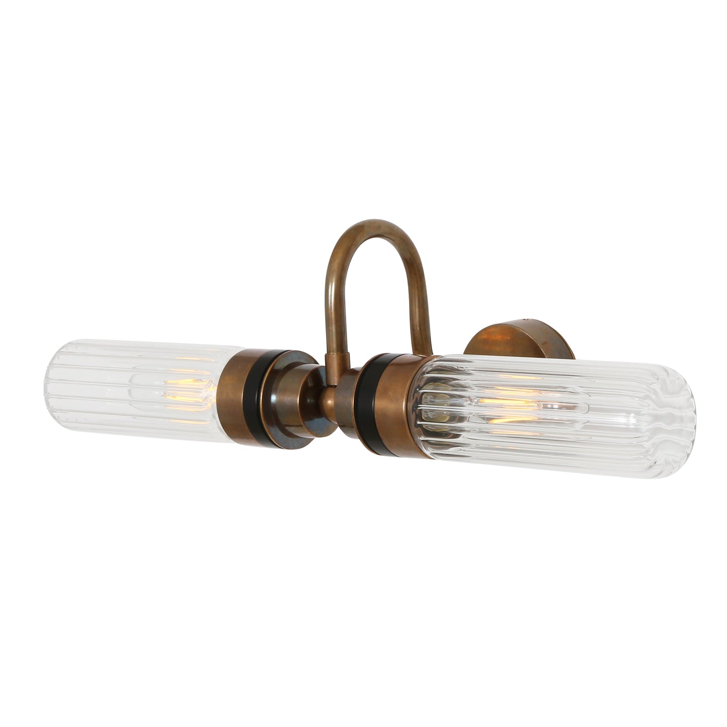 Nevis Double Tube Glass Bathroom Wall Light with Swan Neck IP65