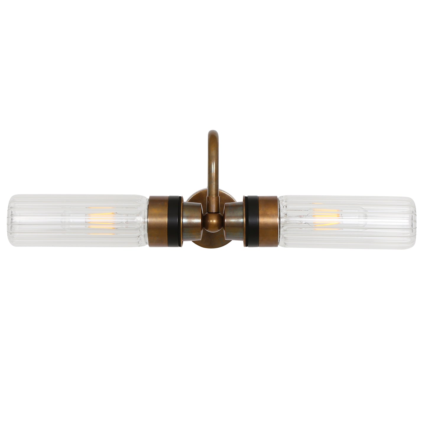 Nevis Double Tube Glass Bathroom Wall Light with Swan Neck IP65