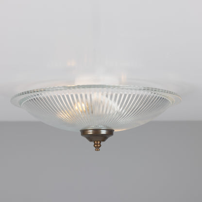 Nicosa Shallow Holophane Glass Flush Ceiling Light 30cm