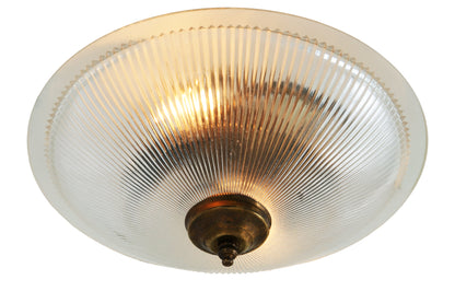 Nicosa Shallow Holophane Glass Flush Ceiling Light 30cm