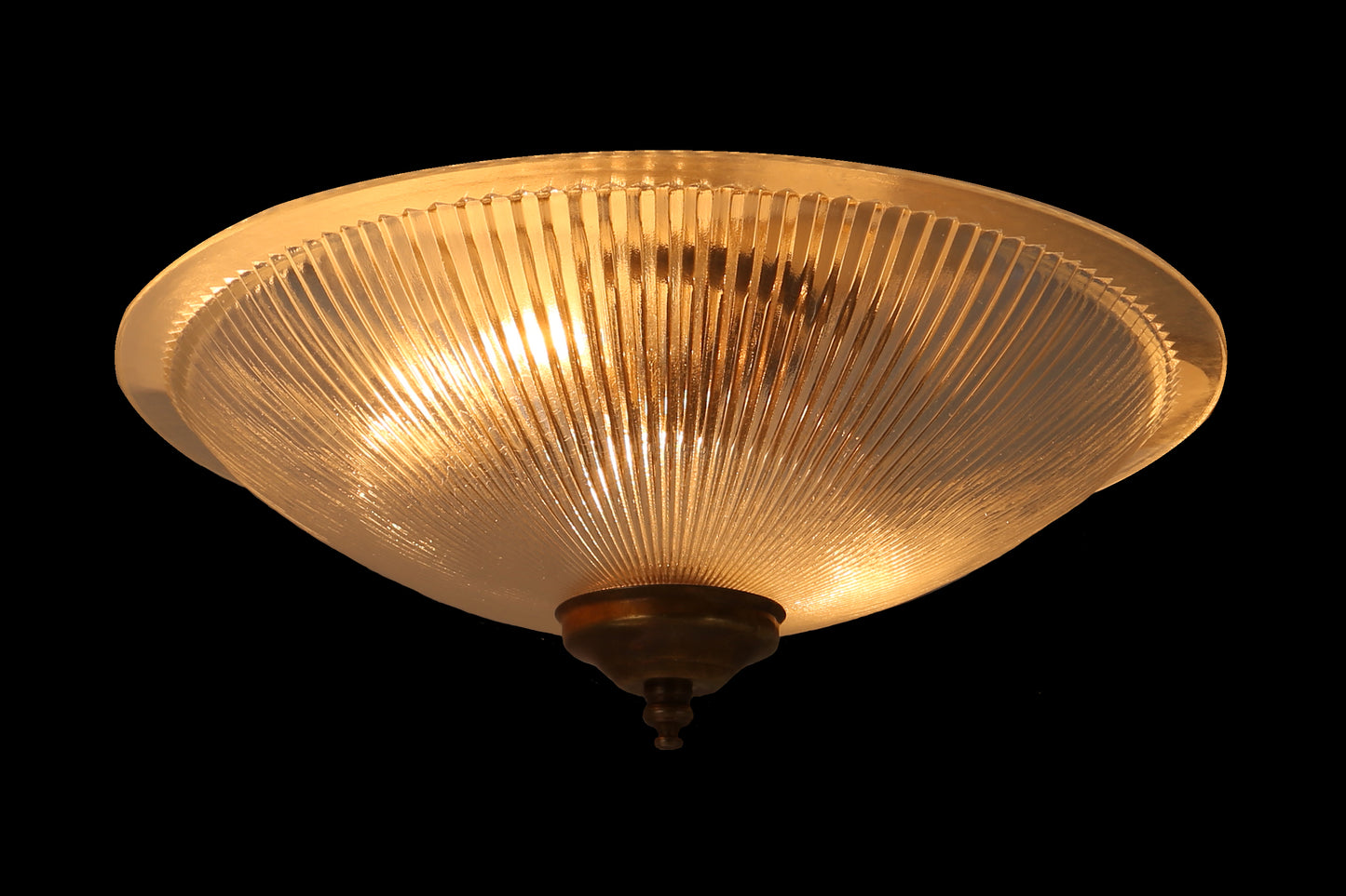 Nicosa Shallow Holophane Glass Flush Ceiling Light 30cm